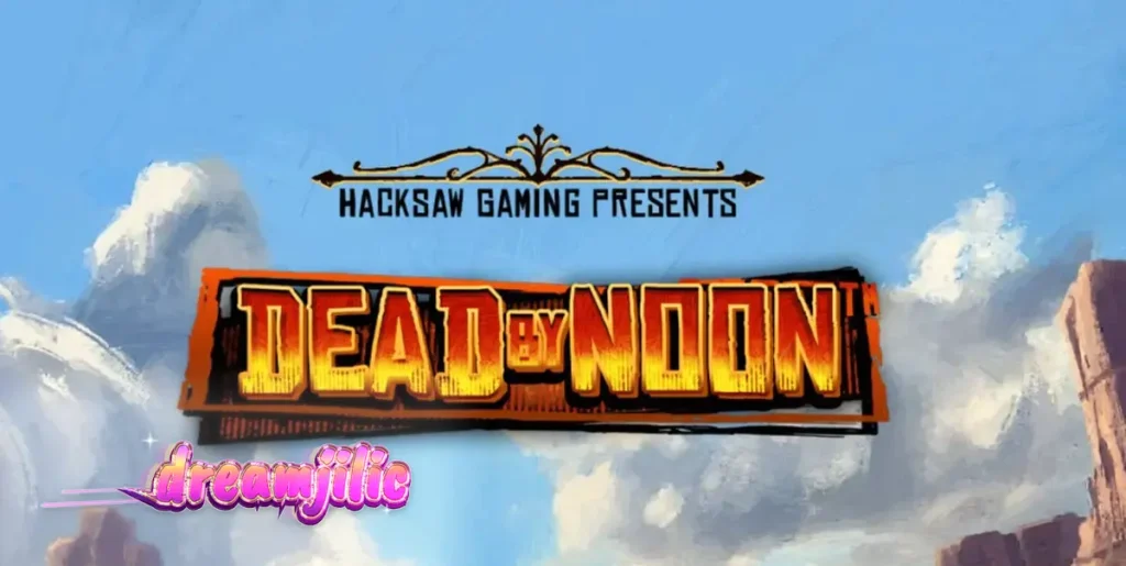 Tampilan visual slot Dead by Noon dengan latar belakang kota Wild West yang gersang